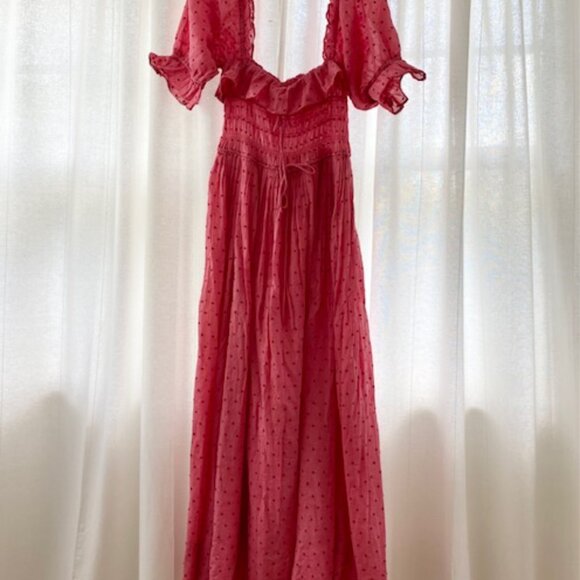 DOEN Sol Dress in Tea Rose (Sz Small / S swiss dot, ruffle maxi) - Picture 3 of 4